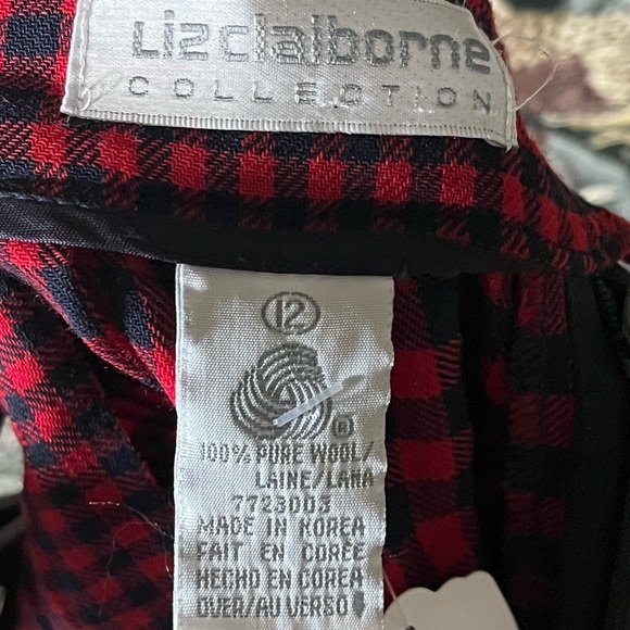 Liz Claiborne Red and navy Checkered A-Line Skirt - Picture 3 of 4